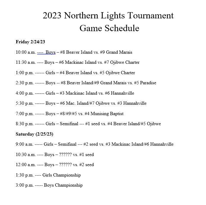 NLLC Tournament Schedule